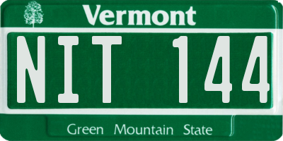 VT license plate NIT144