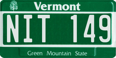 VT license plate NIT149