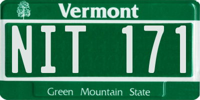 VT license plate NIT171