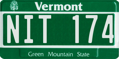 VT license plate NIT174