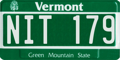 VT license plate NIT179