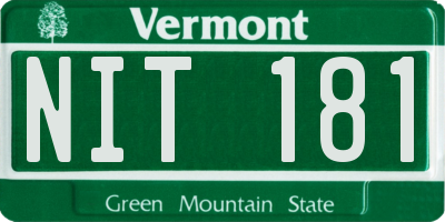 VT license plate NIT181