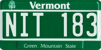 VT license plate NIT183