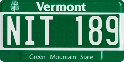 VT license plate NIT189