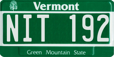 VT license plate NIT192
