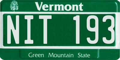 VT license plate NIT193
