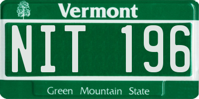 VT license plate NIT196