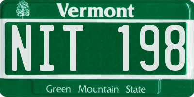 VT license plate NIT198