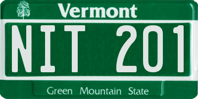 VT license plate NIT201