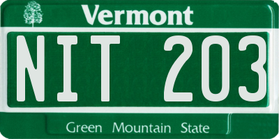 VT license plate NIT203