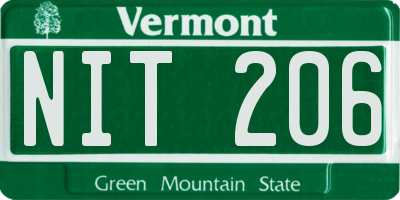 VT license plate NIT206