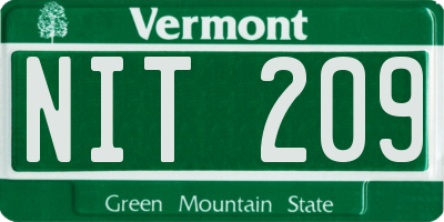 VT license plate NIT209