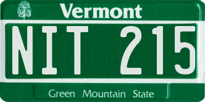 VT license plate NIT215