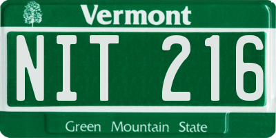VT license plate NIT216