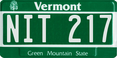 VT license plate NIT217