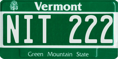 VT license plate NIT222