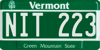 VT license plate NIT223