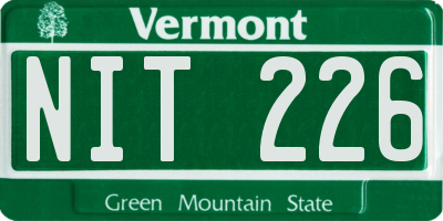 VT license plate NIT226