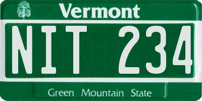 VT license plate NIT234