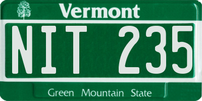 VT license plate NIT235