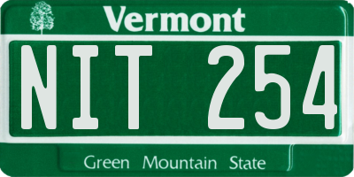 VT license plate NIT254