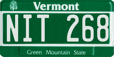 VT license plate NIT268