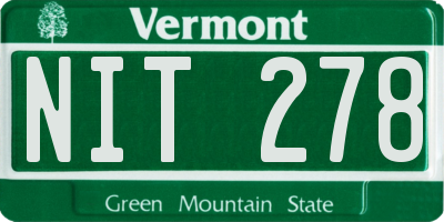VT license plate NIT278
