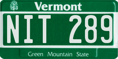 VT license plate NIT289
