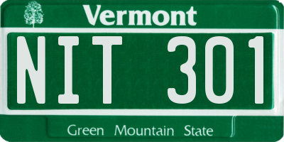 VT license plate NIT301