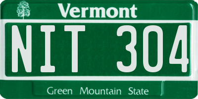 VT license plate NIT304