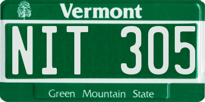 VT license plate NIT305