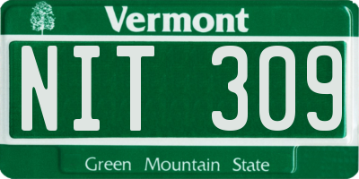 VT license plate NIT309