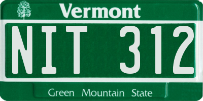 VT license plate NIT312