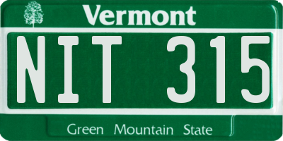 VT license plate NIT315