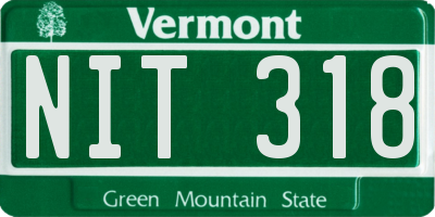 VT license plate NIT318