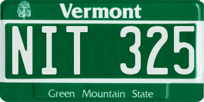 VT license plate NIT325