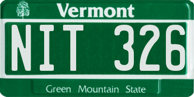 VT license plate NIT326