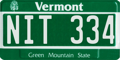 VT license plate NIT334