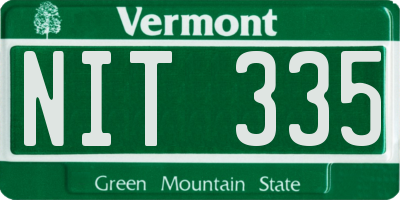 VT license plate NIT335