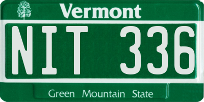 VT license plate NIT336