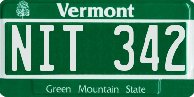 VT license plate NIT342