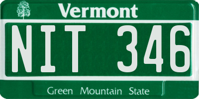 VT license plate NIT346