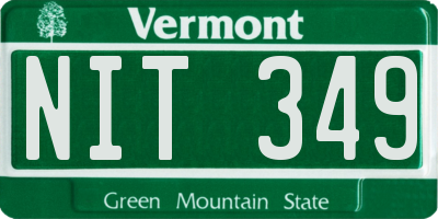 VT license plate NIT349