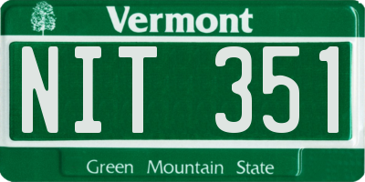 VT license plate NIT351