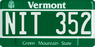 VT license plate NIT352