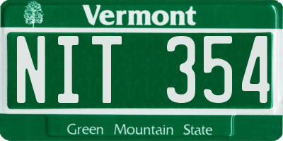 VT license plate NIT354