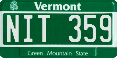 VT license plate NIT359