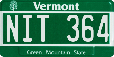 VT license plate NIT364