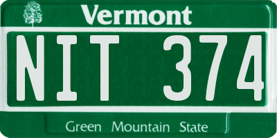 VT license plate NIT374