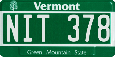 VT license plate NIT378
